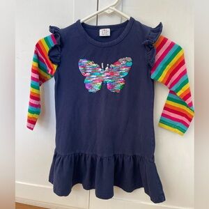 Hanna Andersson Girls 4-5Y Butterly Sequin Rainbow Dress
